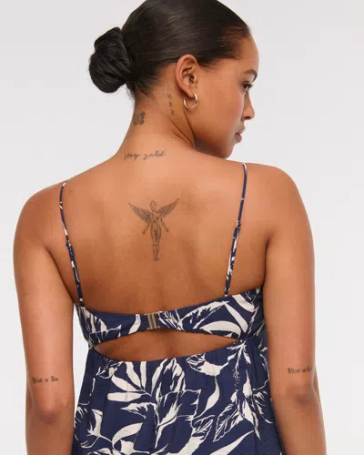 Abercrombie & Fitch Satin Scarf Cami In Blue