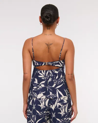 Abercrombie & Fitch Satin Scarf Cami In Blue