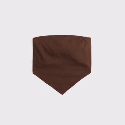 Abercrombie & Fitch Linen-blend Strapless Scarf Top In Brown