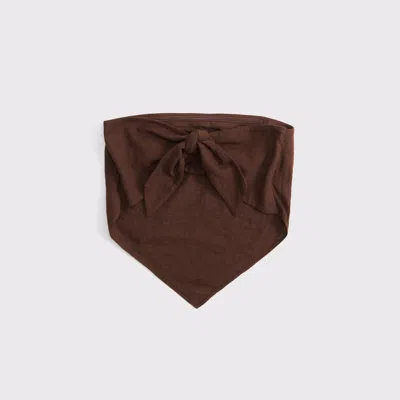 Abercrombie & Fitch Linen-blend Strapless Scarf Top In Brown