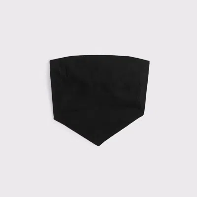 Abercrombie & Fitch Linen-blend Strapless Scarf Top In Black