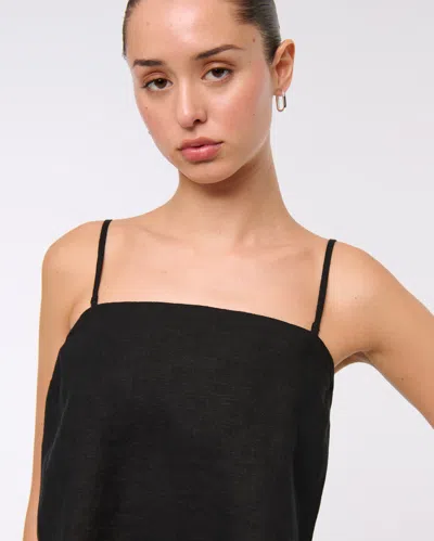 Abercrombie & Fitch Linen-blend Strapless Scarf Top In Black