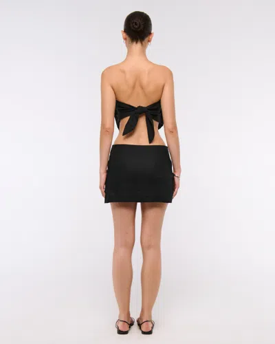 Abercrombie & Fitch Linen-blend Strapless Scarf Top In Black