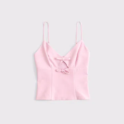 Abercrombie & Fitch Cutout Bow Top In Pink