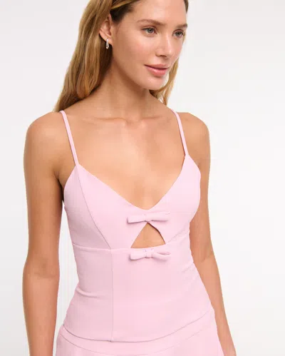 Abercrombie & Fitch Cutout Bow Top In Pink