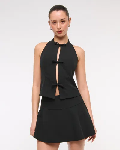 Abercrombie & Fitch Bow Tie-front Halter Top In Black