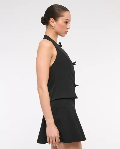 Abercrombie & Fitch Bow Tie-front Halter Top In Black