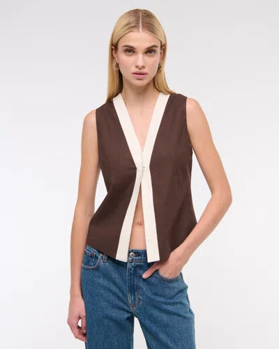 Abercrombie & Fitch Linen-blend Vest In Brown