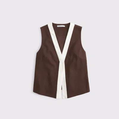 Abercrombie & Fitch Linen-blend Vest In Brown