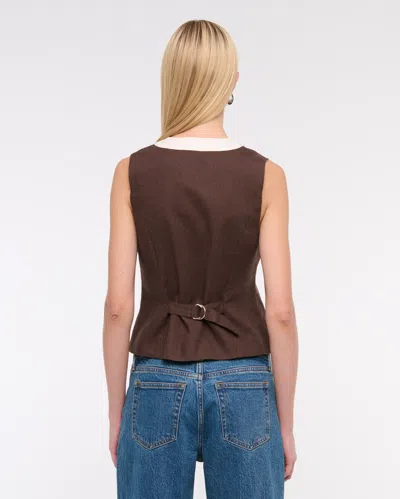 Abercrombie & Fitch Linen-blend Vest In Brown