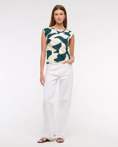 Abercrombie & Fitch Linen-blend Skimming Shell Top In Blue