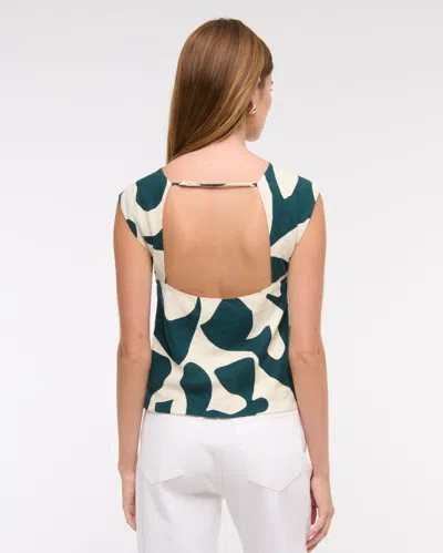 Abercrombie & Fitch Linen-blend Skimming Shell Top In Blue