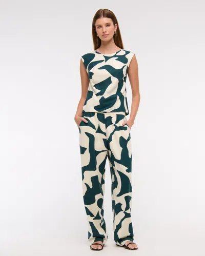 Abercrombie & Fitch Linen-blend Skimming Shell Top In Blue