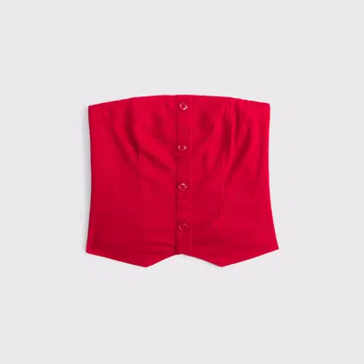 Abercrombie & Fitch Strapless Cropped Vest Top In Red