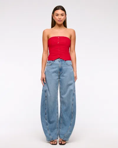 Abercrombie & Fitch Strapless Cropped Vest Top In Red