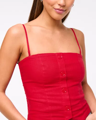 Abercrombie & Fitch Strapless Cropped Vest Top In Red