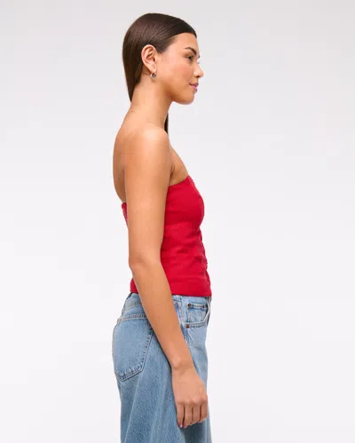 Abercrombie & Fitch Strapless Cropped Vest Top In Red