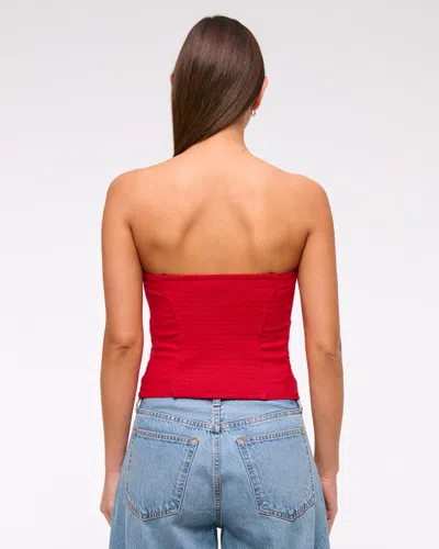 Abercrombie & Fitch Strapless Cropped Vest Top In Red