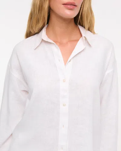 Abercrombie & Fitch Oversized Linen-blend Shirt In White