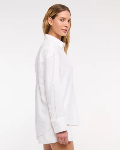 Abercrombie & Fitch Oversized Linen-blend Shirt In White