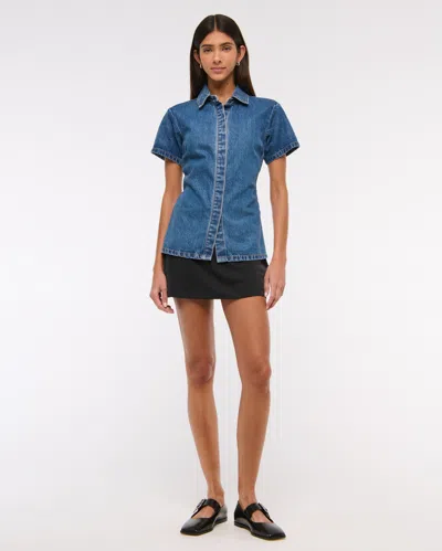 Abercrombie & Fitch Short-sleeve Denim Shirt In Blue