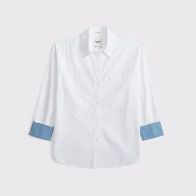 Abercrombie & Fitch Oversized Poplin Shirt In White
