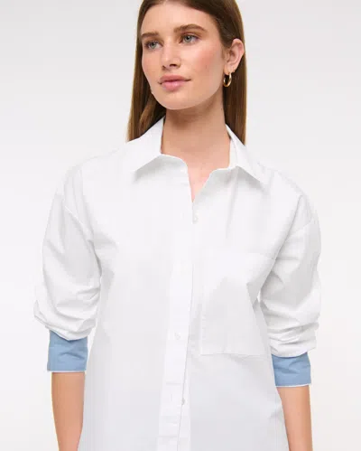 Abercrombie & Fitch Oversized Poplin Shirt In White