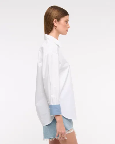 Abercrombie & Fitch Oversized Poplin Shirt In White