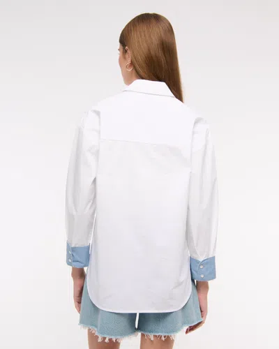 Abercrombie & Fitch Oversized Poplin Shirt In White