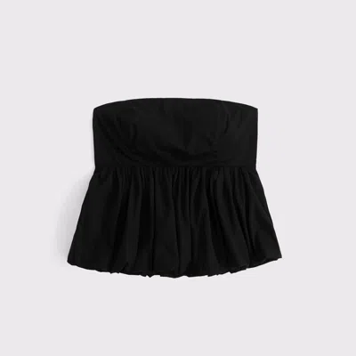 Abercrombie & Fitch Strapless Bubble Hem Top In Black