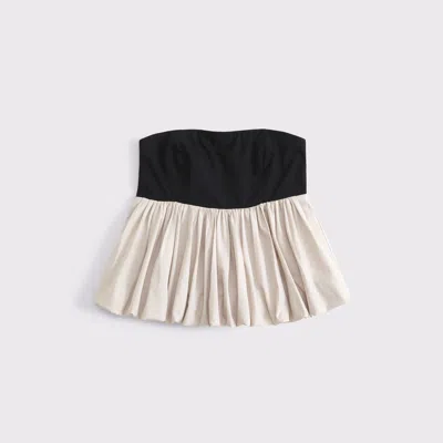 Abercrombie & Fitch Strapless Bubble Hem Top In Gray