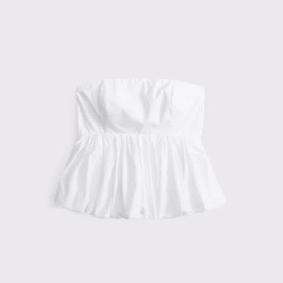 Abercrombie & Fitch Strapless Bubble Hem Top In White