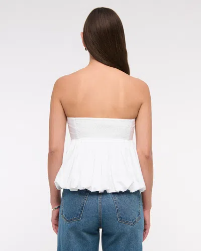 Abercrombie & Fitch Strapless Bubble Hem Top In White