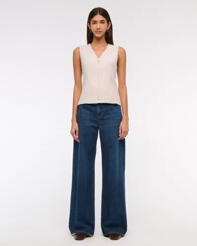 Abercrombie & Fitch Tailored Zip Vest In Gray