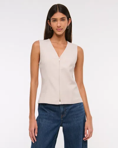 Abercrombie & Fitch Tailored Zip Vest In Gray