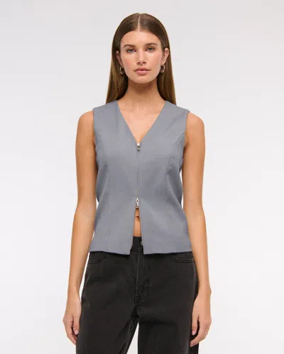Abercrombie & Fitch Tailored Zip Vest In Gray