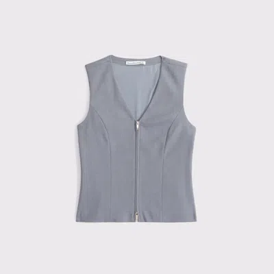 Abercrombie & Fitch Tailored Zip Vest In Gray