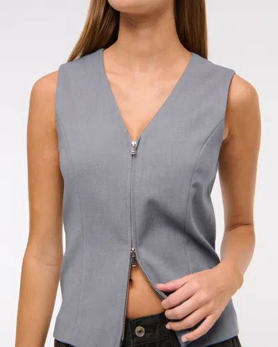 Abercrombie & Fitch Tailored Zip Vest In Gray