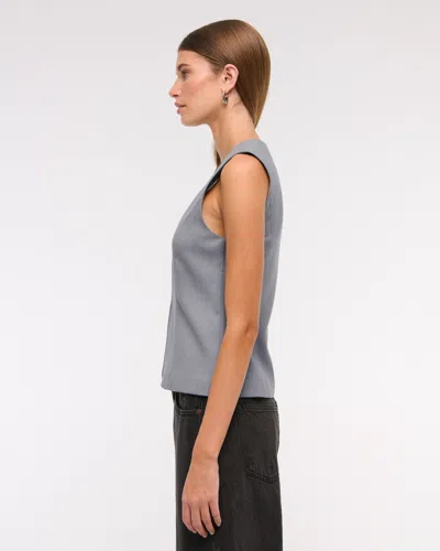 Abercrombie & Fitch Tailored Zip Vest In Gray