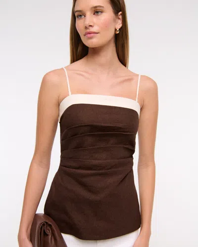 Abercrombie & Fitch Linen-blend Tube Top In Brown