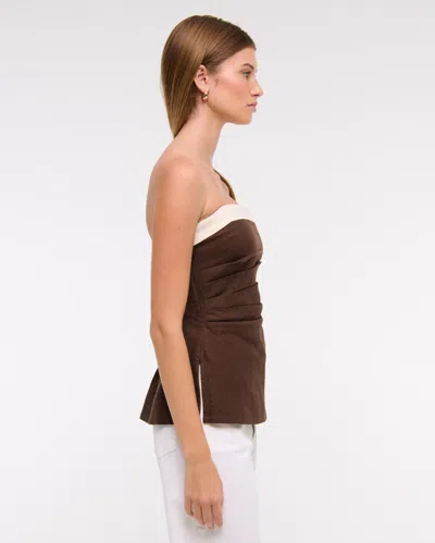 Abercrombie & Fitch Linen-blend Tube Top In Brown