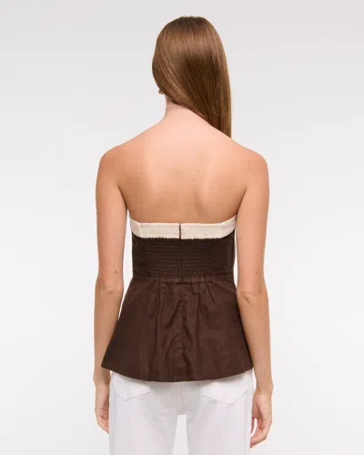 Abercrombie & Fitch Linen-blend Tube Top In Brown