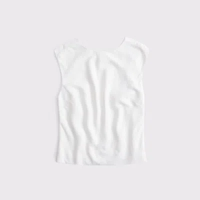 Abercrombie & Fitch Linen-blend Skimming Shell Top In White