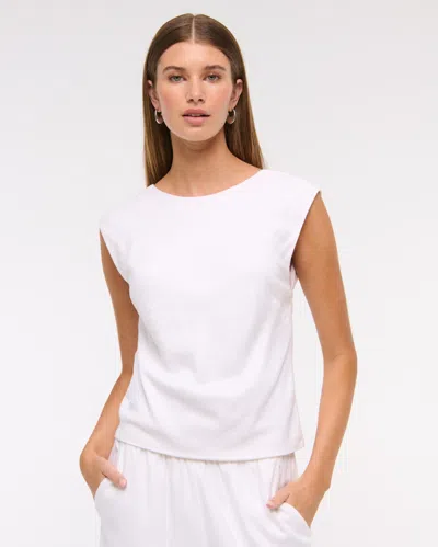 Abercrombie & Fitch Linen-blend Skimming Shell Top In White