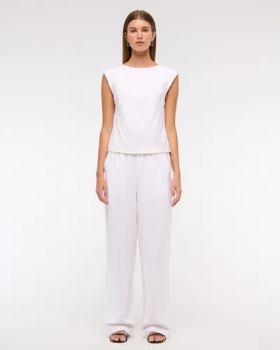 Abercrombie & Fitch Linen-blend Skimming Shell Top In White