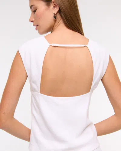 Abercrombie & Fitch Linen-blend Skimming Shell Top In White