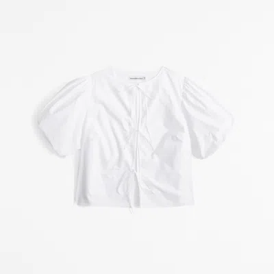 Abercrombie & Fitch Short-sleeve Tie-front Top In White