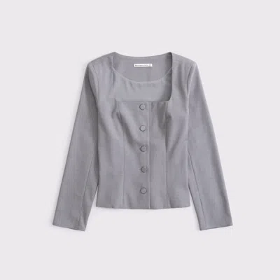 Abercrombie & Fitch Long-sleeve Squareneck Tailored Vest In Gray