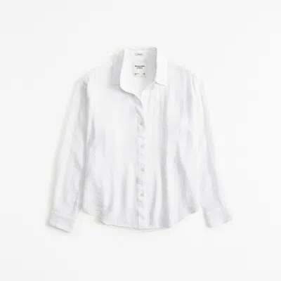 Abercrombie & Fitch Oversized Crinkle Textured Shirt In White