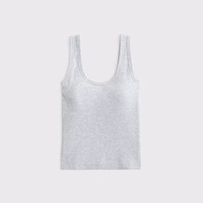 Abercrombie & Fitch Bra-free Rib Scoopneck Tank In Gray